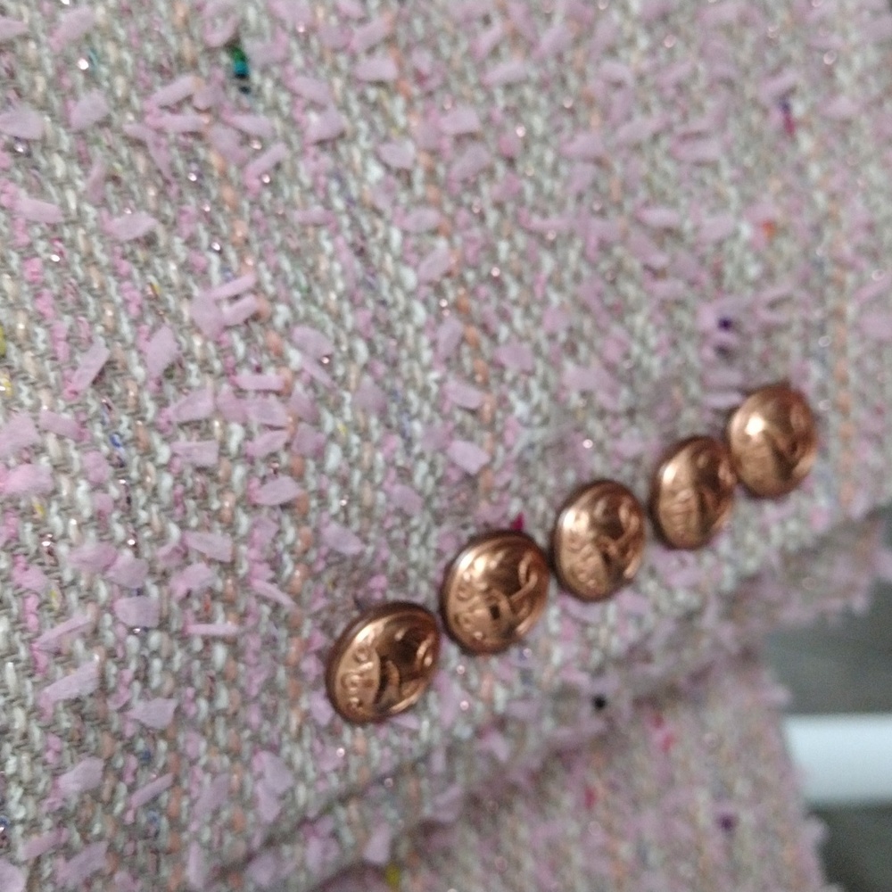 KOBI HALPERIN Fiorellie Fray Tweed Jacket With Chain Trim. Size M - Picture 7 of 16